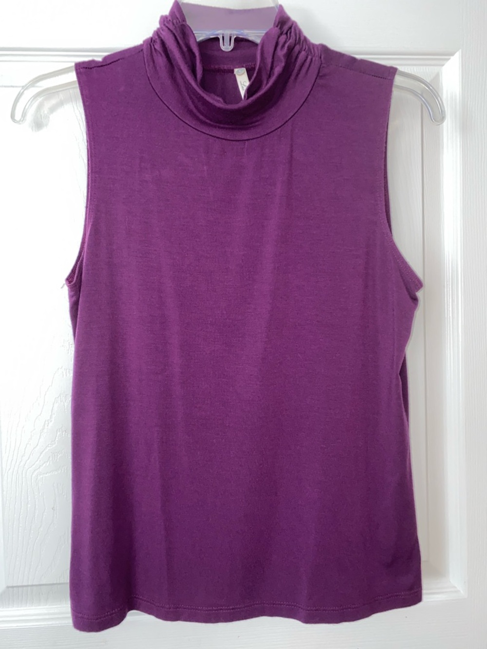 Leo & Nicole Sleeveless Turtleneck Tank in Deep Purple